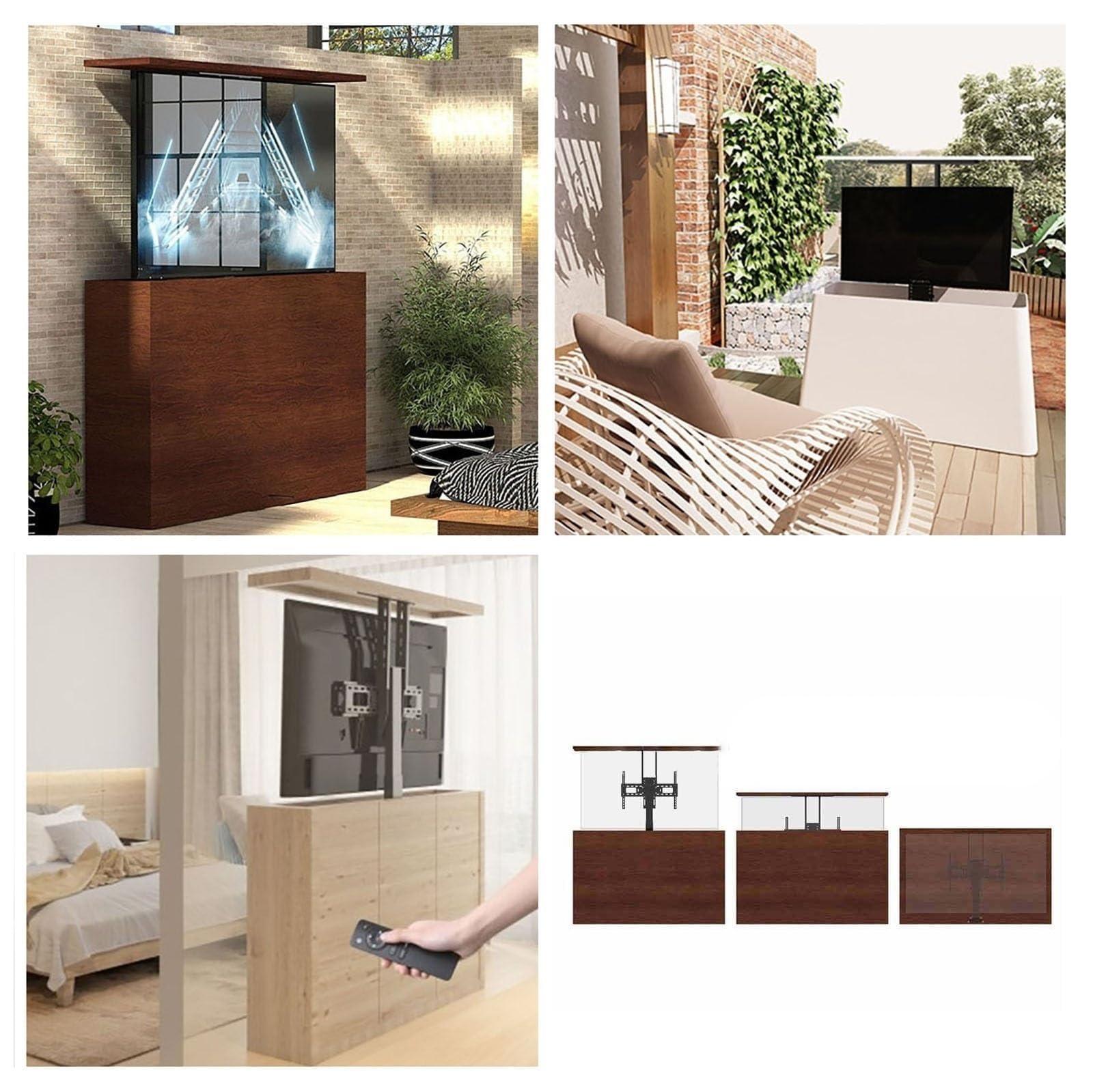 QICBYING Electric TV Lift Stand - Adjustable TV Mount Bracket - Telescopic Electric TV Lift - Can Be Hidden In A Cabinet Motorized Tv Mount, Up To 60kg, Travel Less Than 40 Seconds ( Size : For TV 42-65in Lift