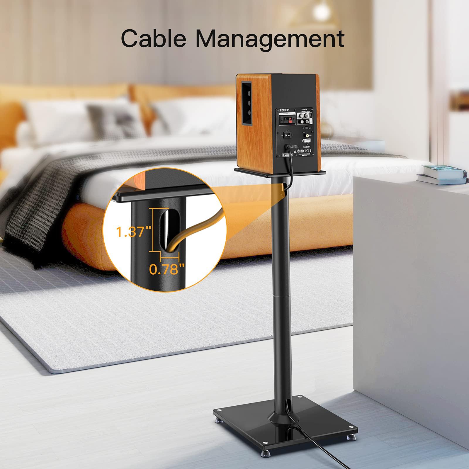 Perlegear Perlegear Universal Speaker Stands for Surround Sound up to 22lbs - 28 Inch Bookshelf Speaker Stands for Bose, Polk, JBL, KEF, Klipsch & Others, Floor Speaker Stand with Cable Management 1Pair- PGSS6