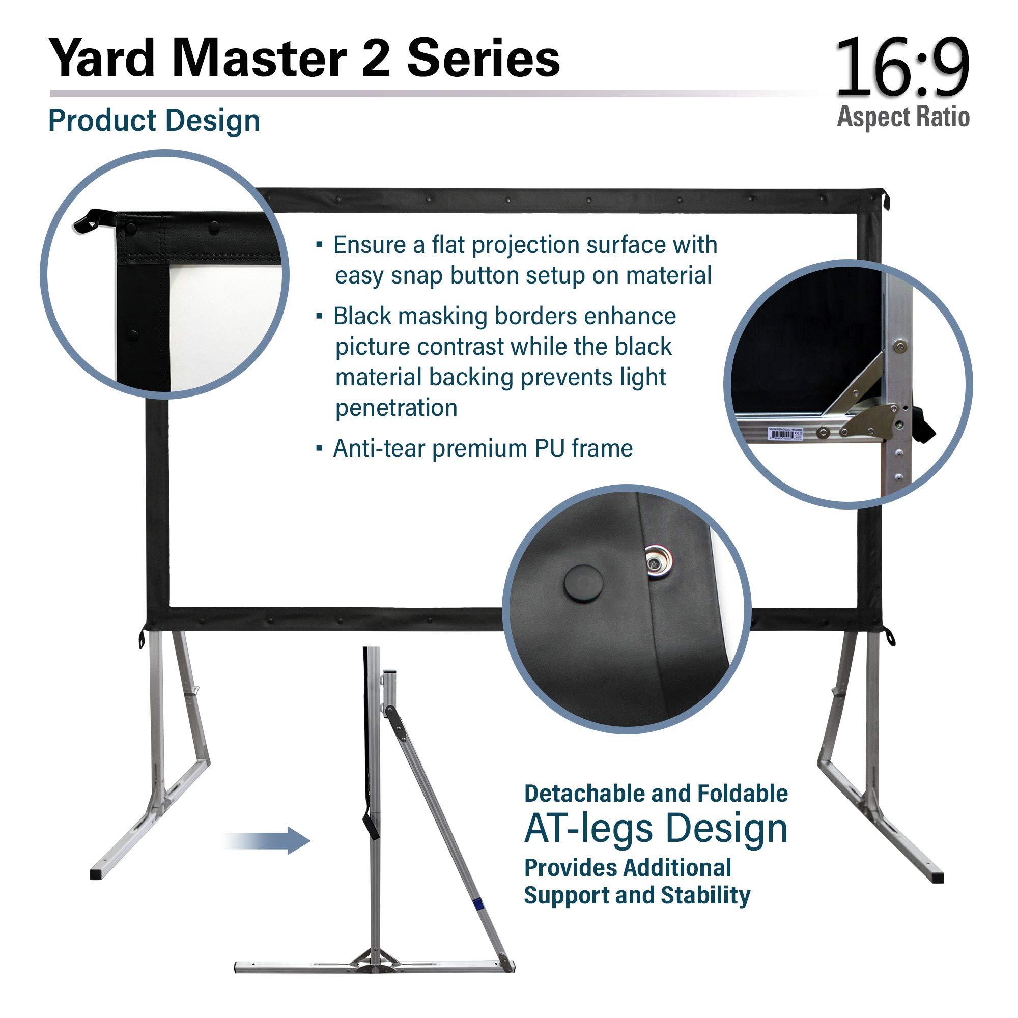 Elite Screens Elite Screens Yard Master 2, 75-inch Outdoor Projector Screen with Stand 16:9, 8K 4K Ultra HD 3D Fast Folding Portable Movie Theater Indoor Foldable Snap On 75 Front Projection | OMS75H2