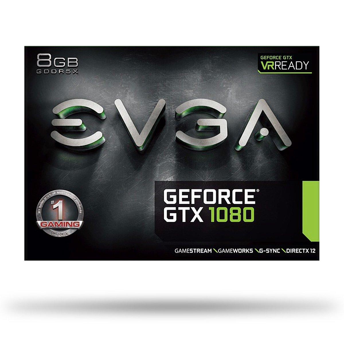EVGA EVGA GeForce GTX 1080 Founders Edition, 8GB GDDR5X, LED, DX12 OSD Support (PXOC) Graphics Card 08G-P4-6180-KR