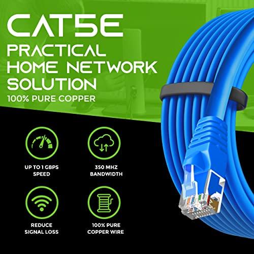 GearIT GearIT 20-Pack, Cat5e Ethernet Patch Cable 7 Feet - Snagless RJ45 Computer LAN Network Cord, Blue