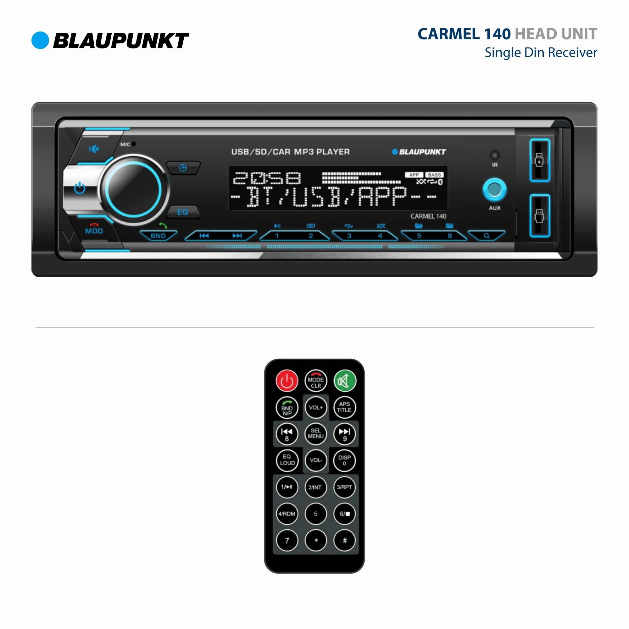 BLAUPUNKT BLAUPUNKT Carmel 140 Single Din Multimedia DVD CD MP3 Receiver Front USB Port - Black