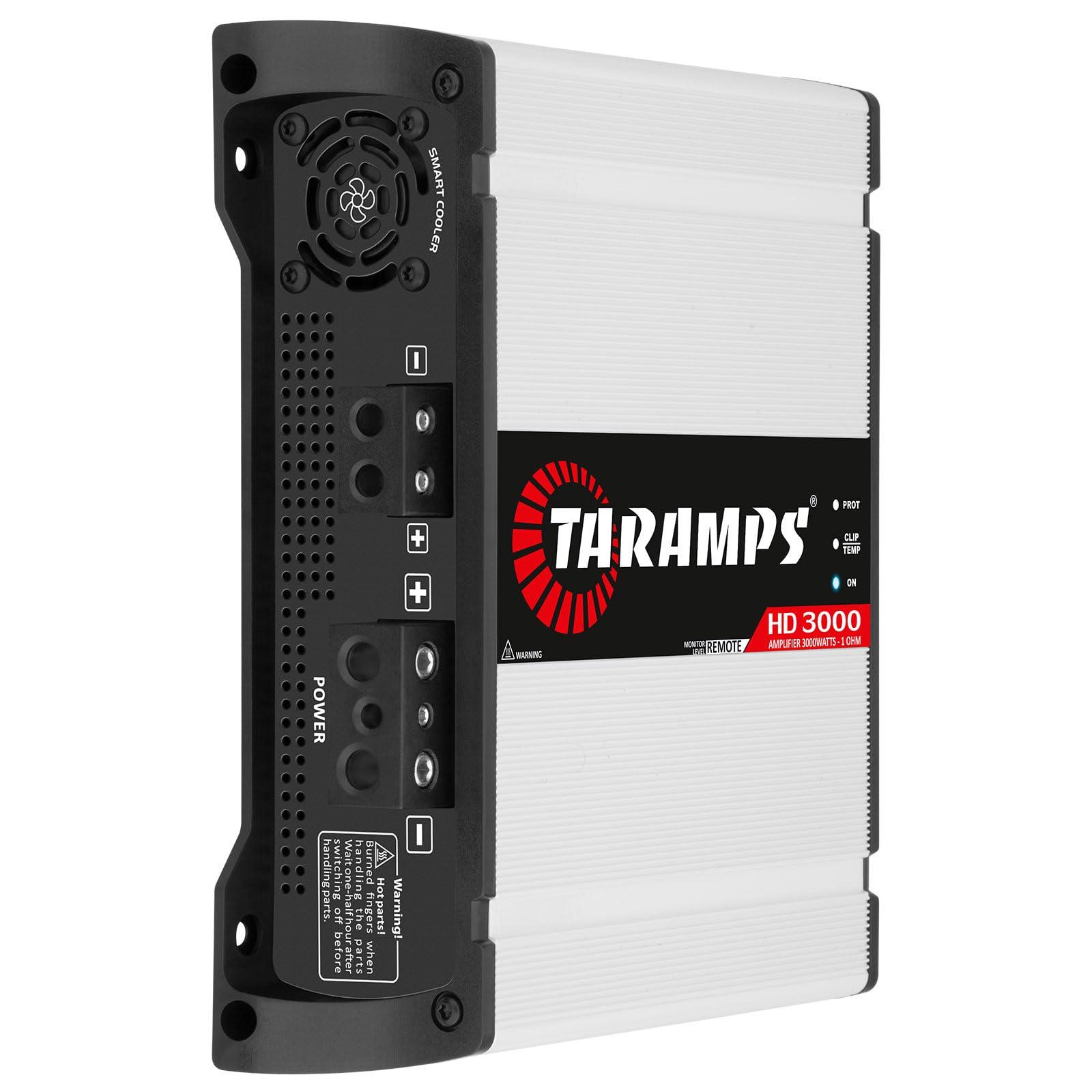 Taramp\'s Taramps HD 3000 1 Ohm Class D monoblock car Audio amp 3000 watts RMS + Taramps TS 400x4 2 Ohms Full Range 4 Channels 400W RMS car Amplifier Bundle, 2-Pack