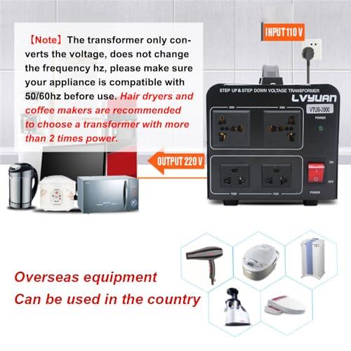 Yinleader Yinleader 2000W Voltage Converter Transformer(110V to 220V OR 220V to 110V) 2000 Watt Step Up/Down Converter 110/120 Volt - 220/240 Volt w/US Power Cord,Circuit Breaker Protection (VTUS-2000)