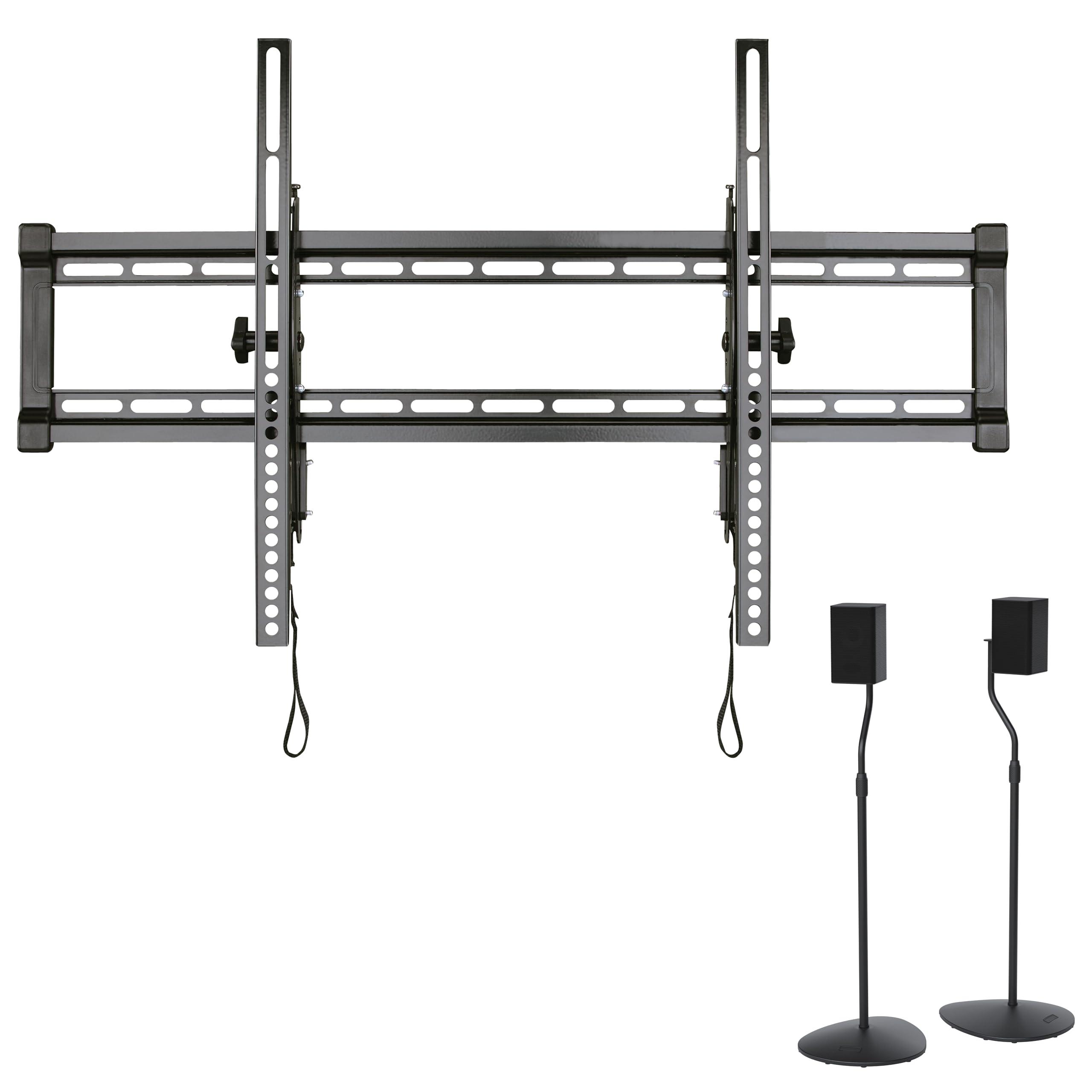 Sanus SANUS Home Theater Bliss Bundle: Low Profile Tilt TV Wall Mount (MLT14) + Adjustable Height Speaker Stands - Pair (HTBS) - Elevate Your Audio Experience