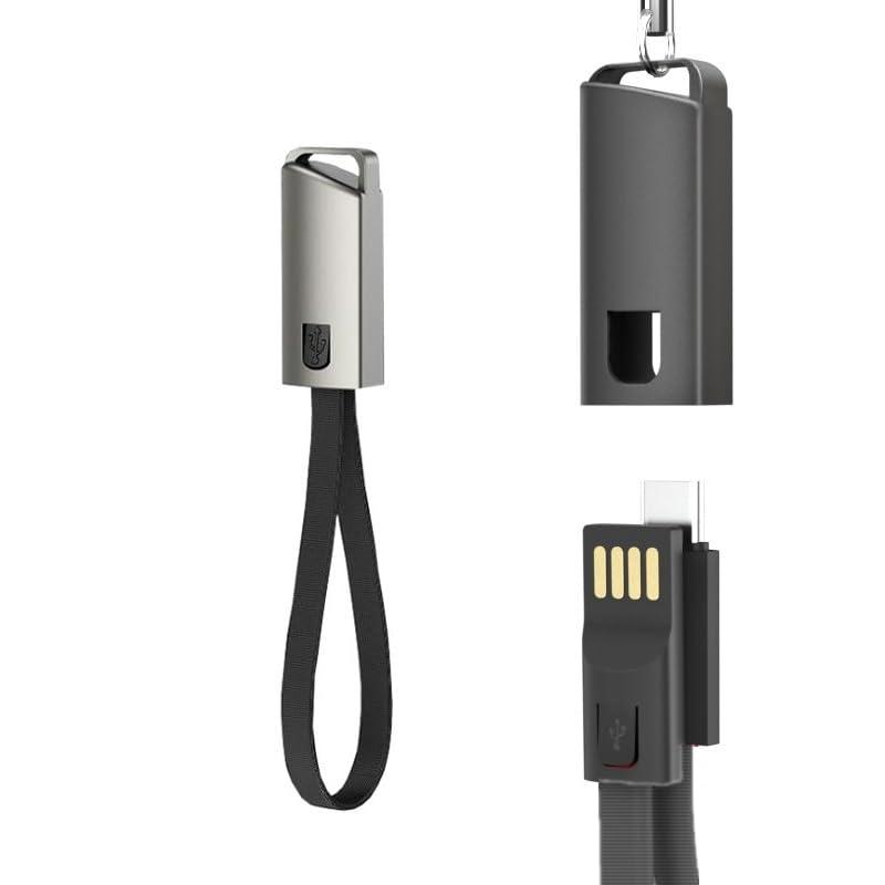 JASHALO USB A to C Charger Cable, Portable Keychain 0.75ft Short Type-C Charging & Data SYNC Nylon Braid Cord for power bank, Compatible with iPhone 15/15 Pro Max Galaxy S20 S10 S9 S8 and other usb c devices.