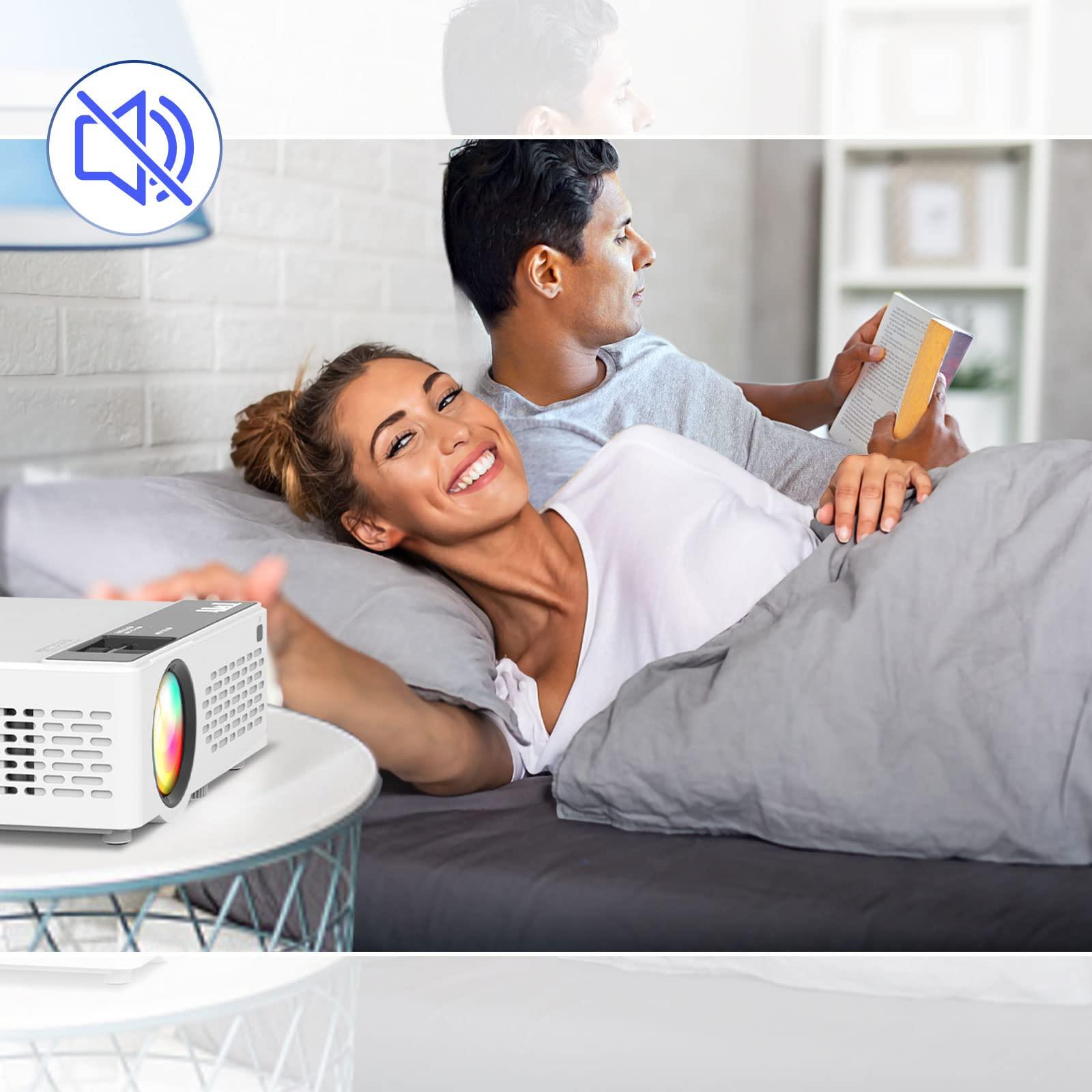 Puxinat Mini Projector, 1080P Full HD Supported Mini Projector, Portable Home Movie Theater Projector Compatible with TV Stick Smartphone & Tablet PC HDMI USB AV TF