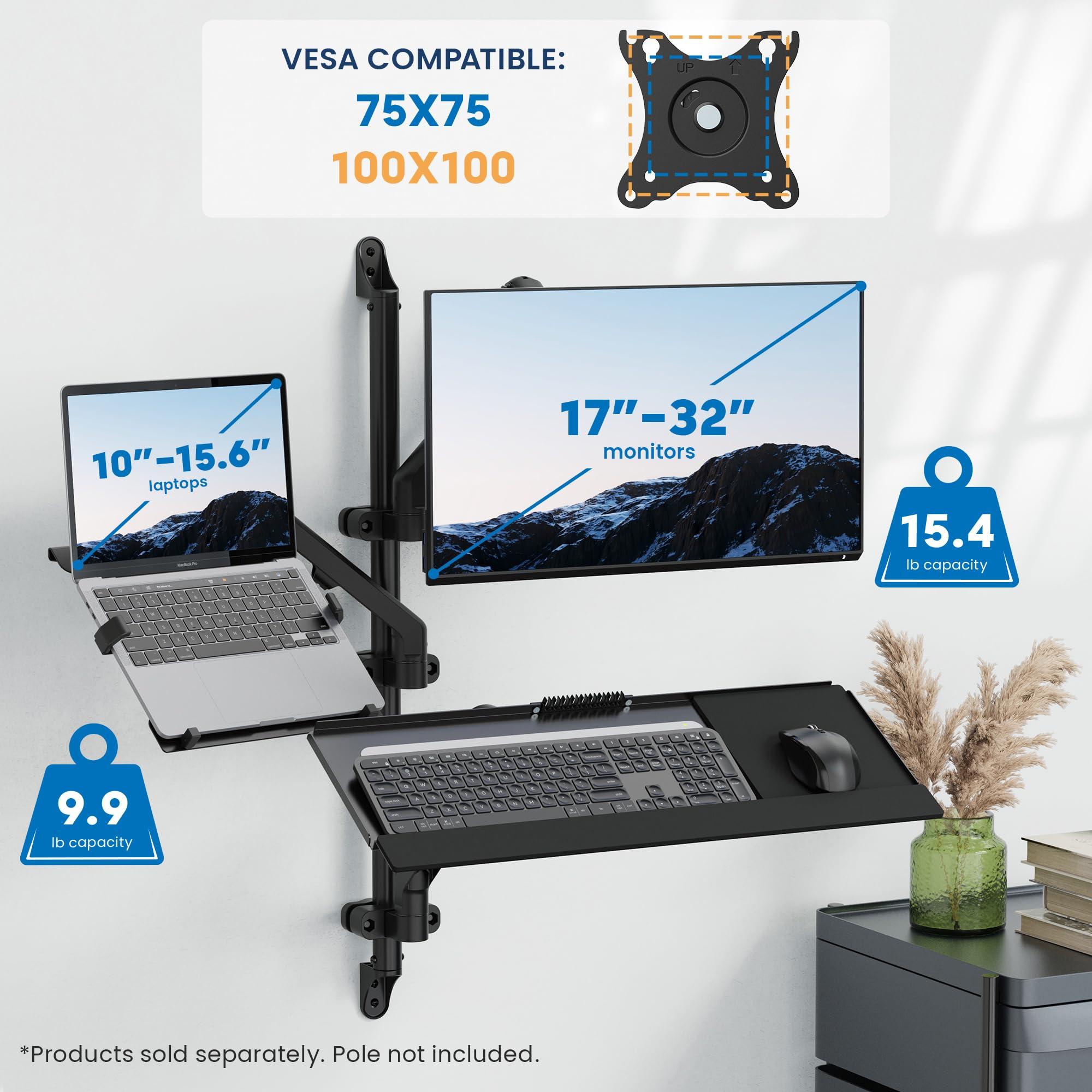Mount-It! Mount-It! Ergonomic Laptop Arm for Wall or Pole Mounting, Full Motion Adjustments, Versatile Design, Easy Installation