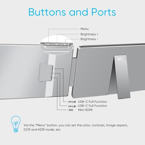 LXU Laptop Screen Extender, 15.6" FHD 1080P Laptop Monitor Extender, Dual/Triple Monitor Display, Portable Monitor for Laptops 12~18.5 Inch with HDMI, 360 Flip, Plug & Play for Windows/Mac//Switch/PS4