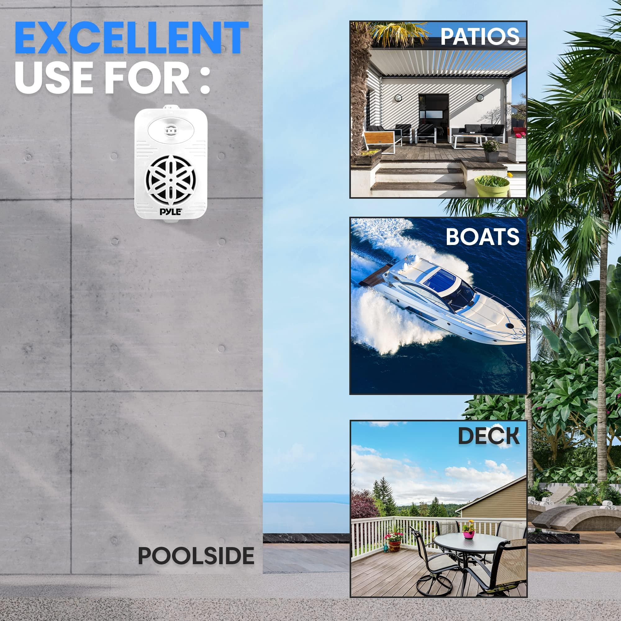 Pyle Jovial PlyeUSa Bluetooth Indoor Outdoor Speakers Pair-300 Watt Dual Waterproof 4 2-Way Full Range Speaker System w/1/2 High Compliance Polymer Tweeter-Home,Boat,Marine,Deck(White)(PDWRBT46WT)