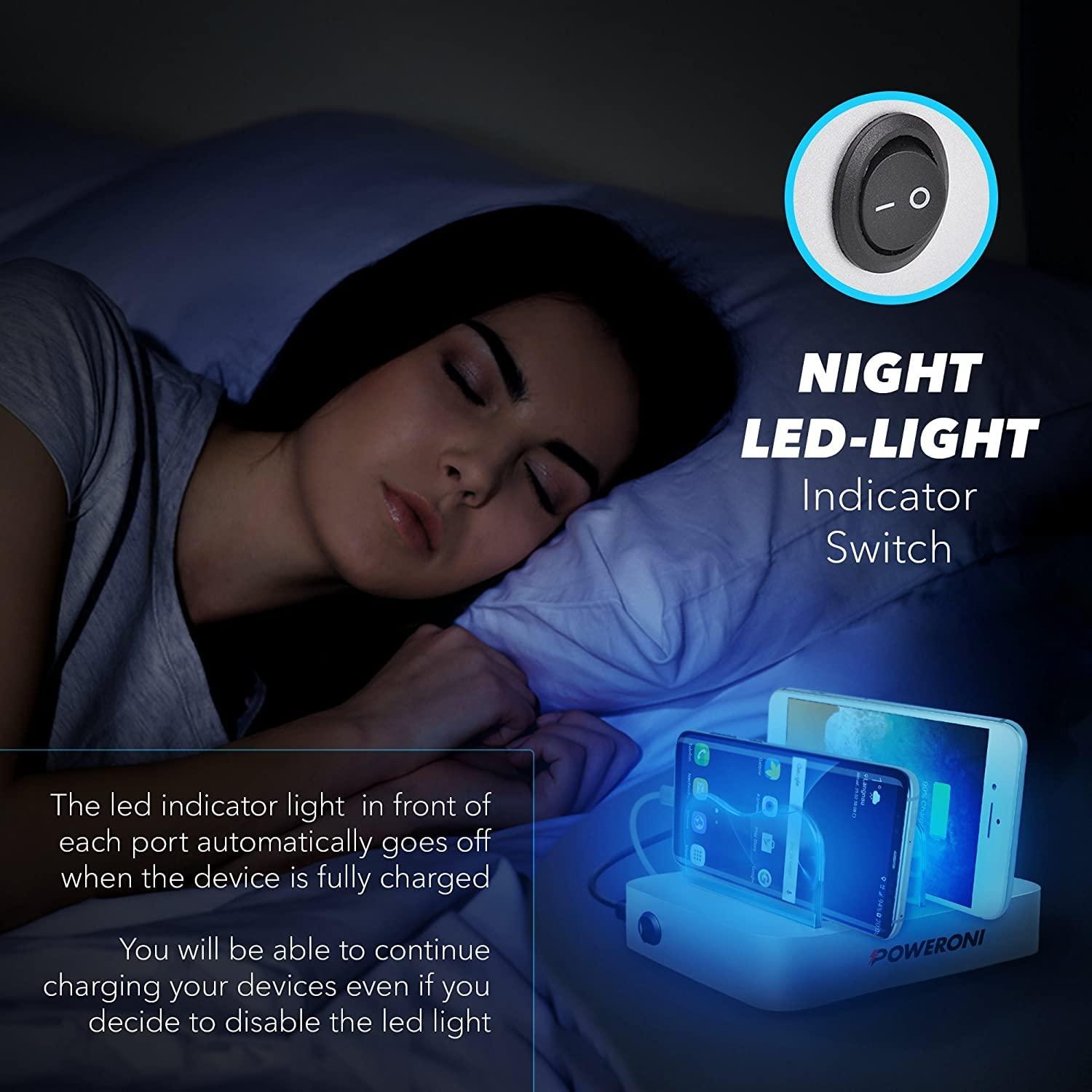 Poweroni Poweroni 4 Port USB Charging Station - Fast Charging Dock for Multiple Devices Apple - Multi Device Charger Station - Compatible with Apple iPad, iPhone, Android, and Tablet - Charging Rack