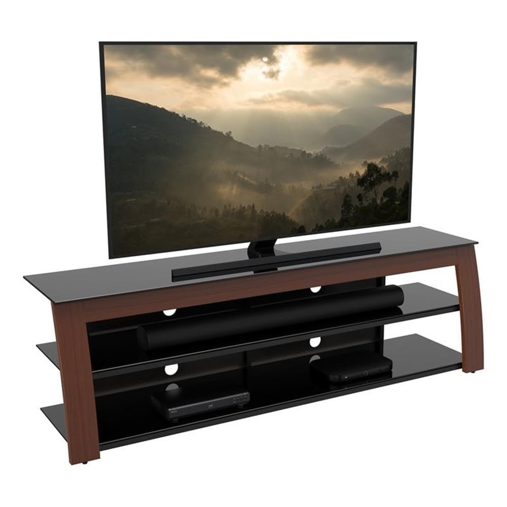 AVF AVF Contemporary Wood Glass Steel TV Stand for TVs 32\" to 90\" in Black/Walnut