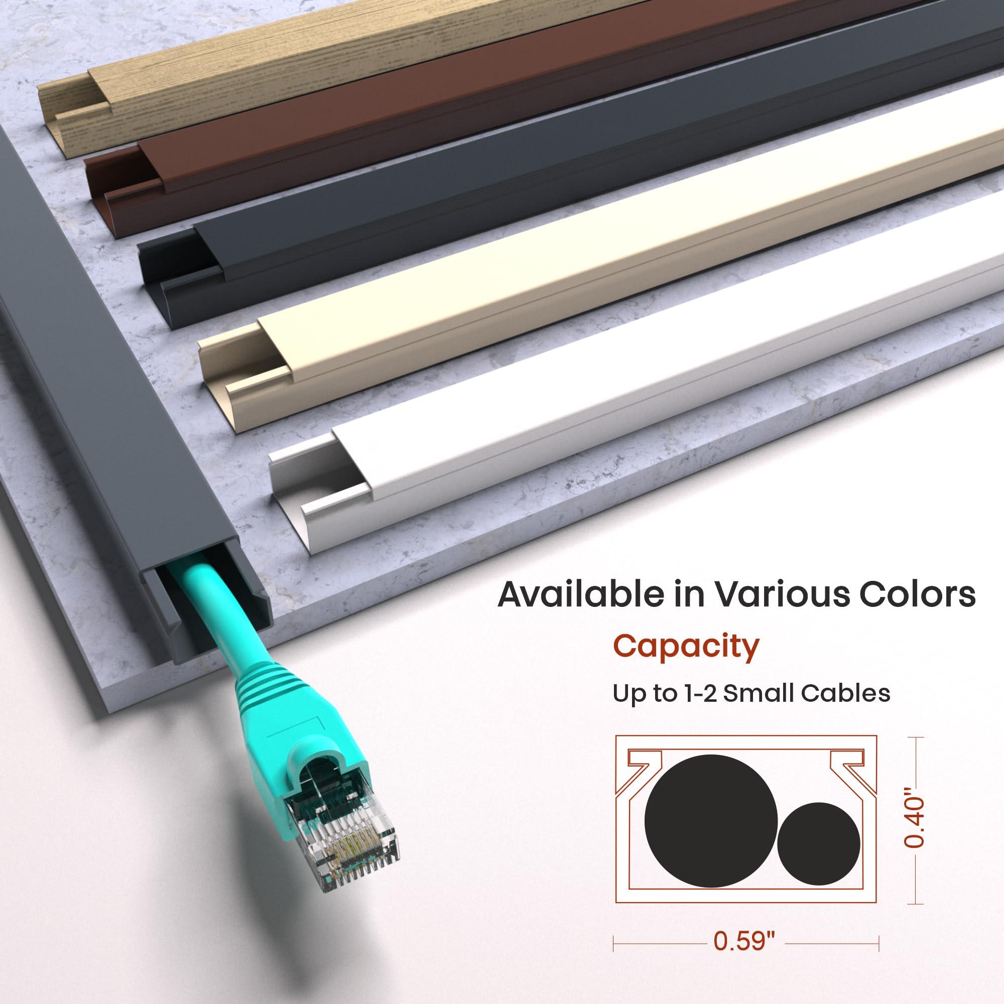 EVZA Ethernet Cable Cover Cord Hider - 315in One-Cord Covers for Wires on Wall, Hide Wires Along Wall, Baby Proof Cable Raceway, Electrical Cord Management, Wire Conduit, Hide Extension Cord, Wire Molding