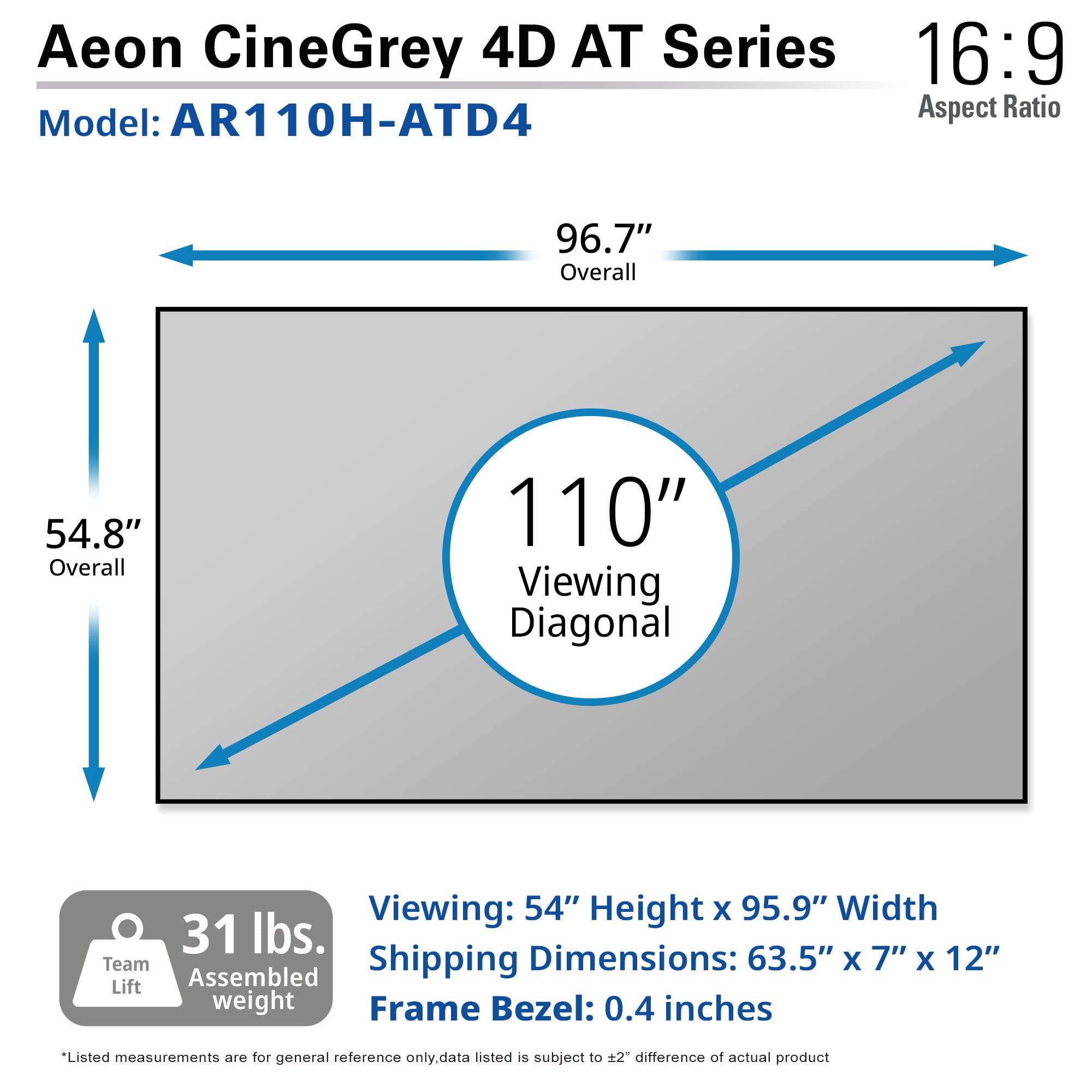 Elite Screens Elite Screens Aeon CineGrey 4D Acoustically Transparent, 110" Diag. 16:9, 4K/8K Ceiling Ambient Light Rejecting (CLR/ALR) Fixed Frame Edge Free Sound Transparent Projector Screen, AR110H-ATD4