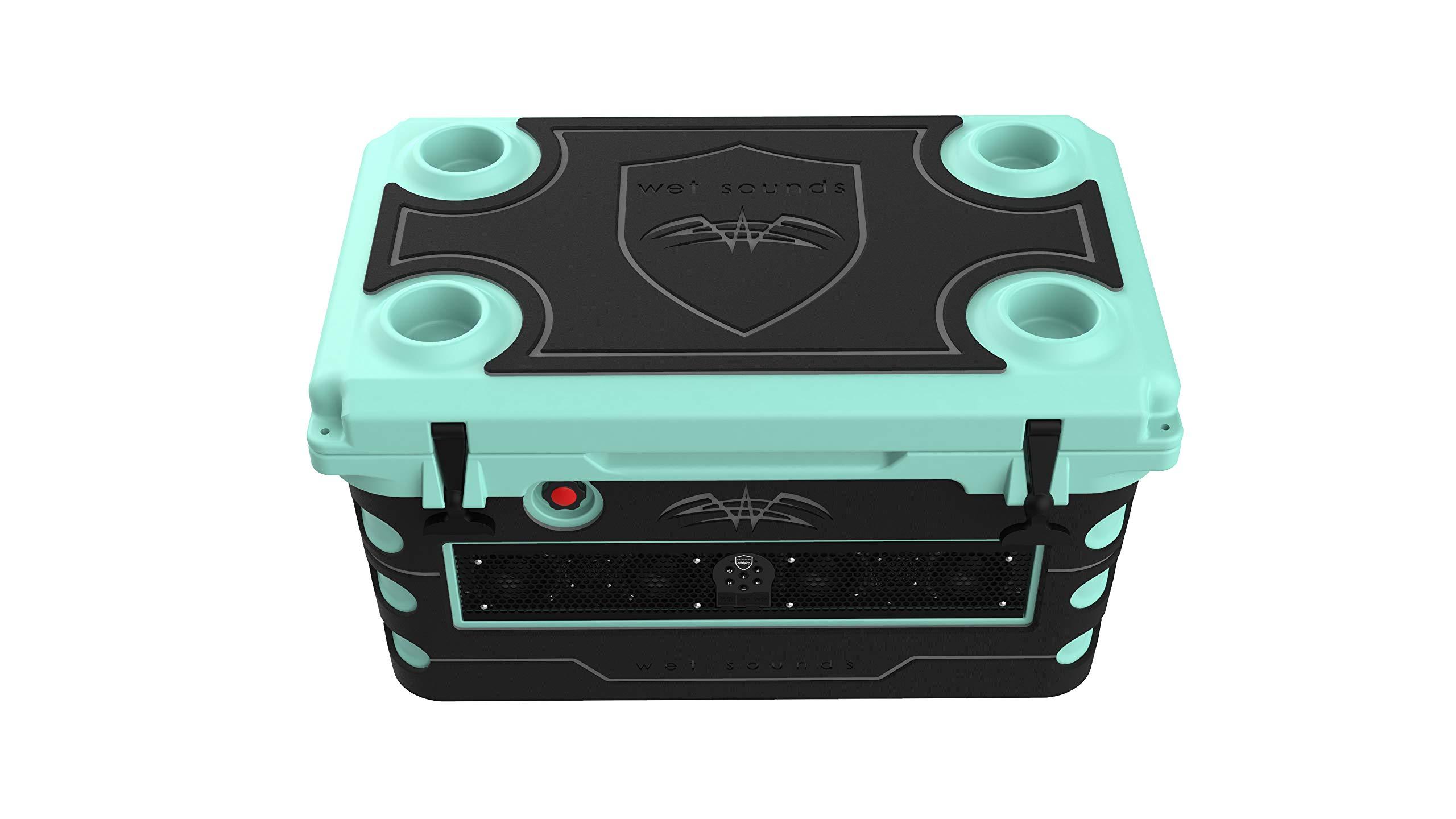 wet sounds wet sounds Stealth SHIVR-55-SFM Seafoam High Output Audio Cooler Speaker System + Full Gator Step Kit - Black Over Gray