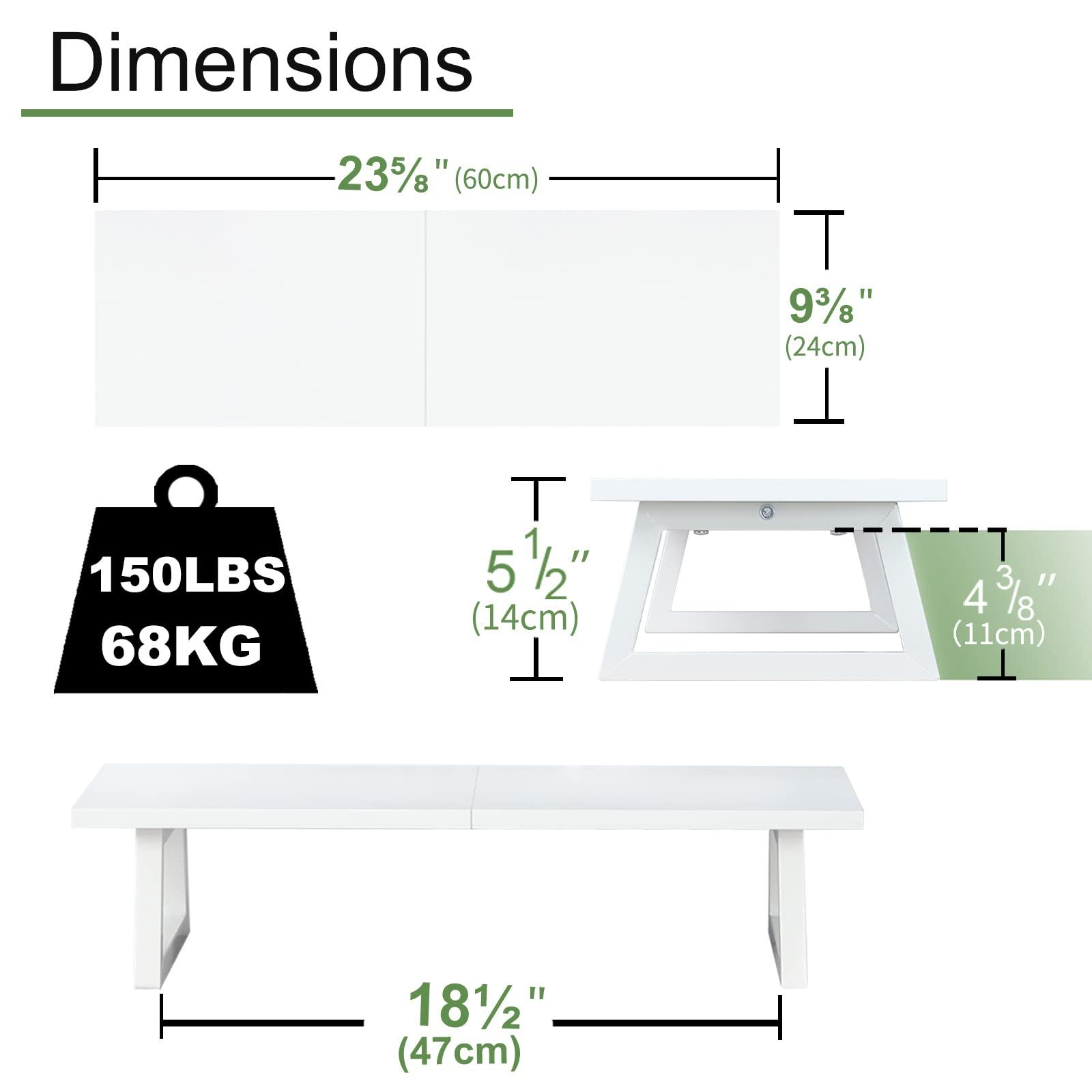TEAMIX TEAMIX 24 inch Monitor Stand Riser, White Wood & Steel Computer Monitor Stand with Storage, Laptop, PC, Printer Stand Riser for Desktop Office Desk Organizers
