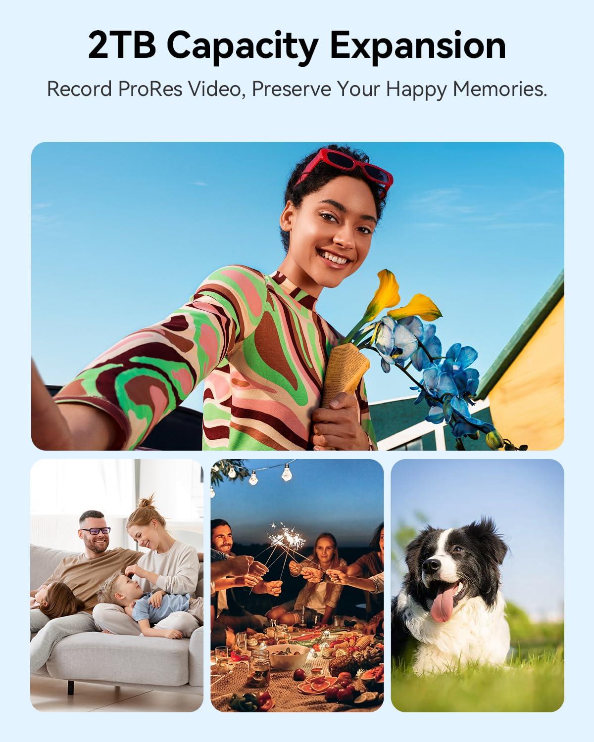 Yottamaster Yottamaster 2TB Magnetic External SSD, Up to 2000MB/s USB 3.2 Gen 2x2 Portable Solid State Drive, Supports 4K ProRes HDR Compatible with iPhone 16/15 Pro Max, Smartphone, Tablet, Laptop - PF20