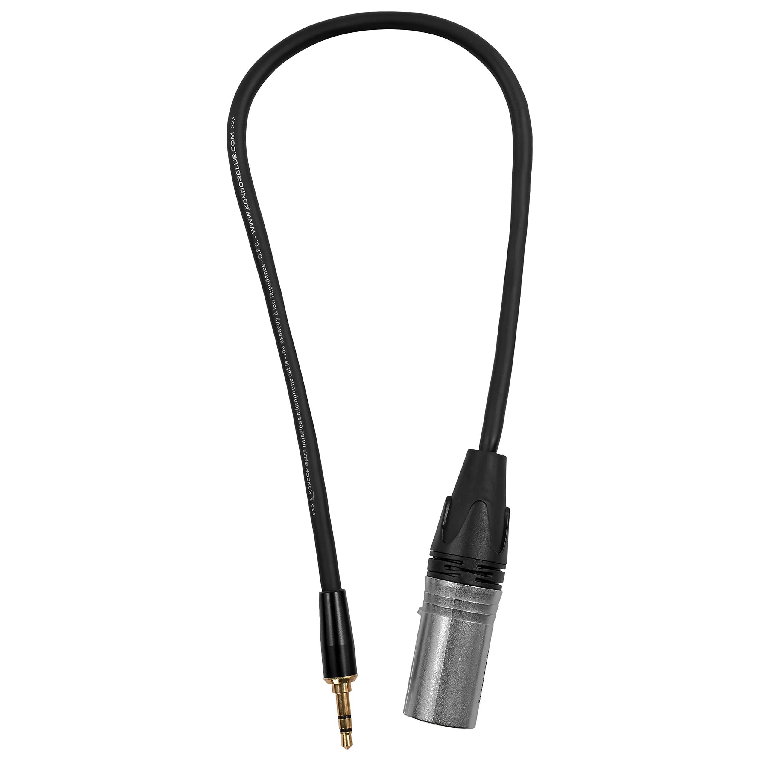 KONDOR BLUE KONDOR BLUE 16\" 3 Pin XLR Male to 3.5mm Male Mini TRS for Studio Microphone Connection to Cine Camera + More