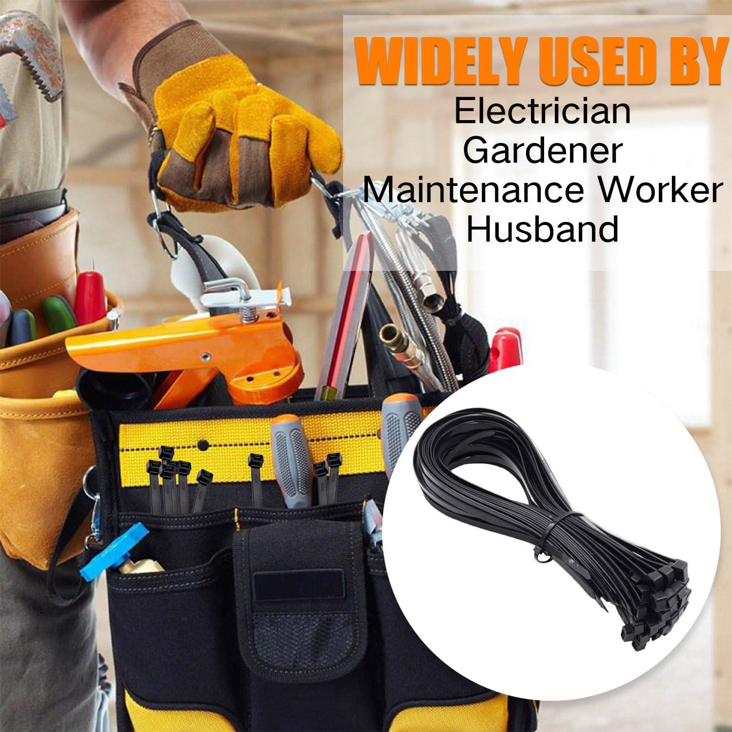 JIAHCN Long Zip Ties Heavy Duty 250lbs Cable Ties Extra Large Zip Ties 24 Inch Industrial Cable Tie Thick Strong Big Zip Tie Wraps Black Wire Ties Wide Plastic Zipties for Cable Management, Outdoor 30pcs