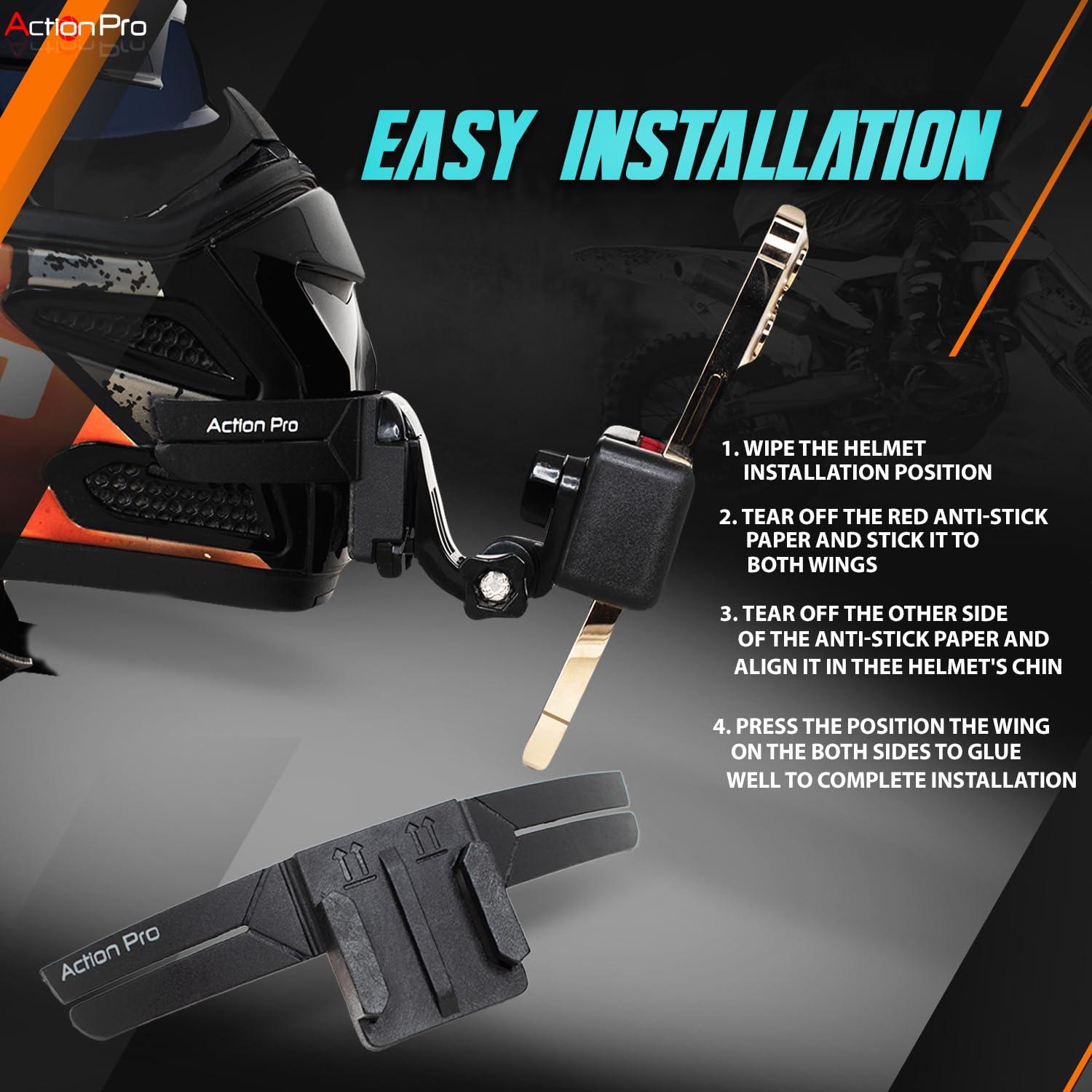 Action Pro Action Pro Helmet Chin Mount Strap Compatible with All Smartphones GoPro Hero 12 11 10 9 8 7 6 5 4 SJCAM DJI Osmo and All Action Cameras (3M Chin Mount)