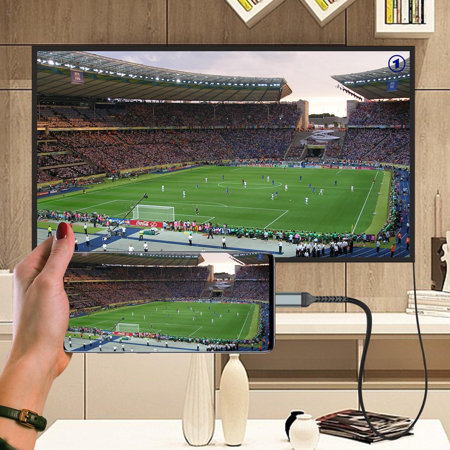 Cellet USB-C to HDMI 4K Video Adapter Cable, Adapter, Smartphone to TV HDMI [Thunderbolt 3 Compatible] Compatible with iPhone 15, Samsung Galaxy, Moto and Laptop with USB-C (6-Feet)