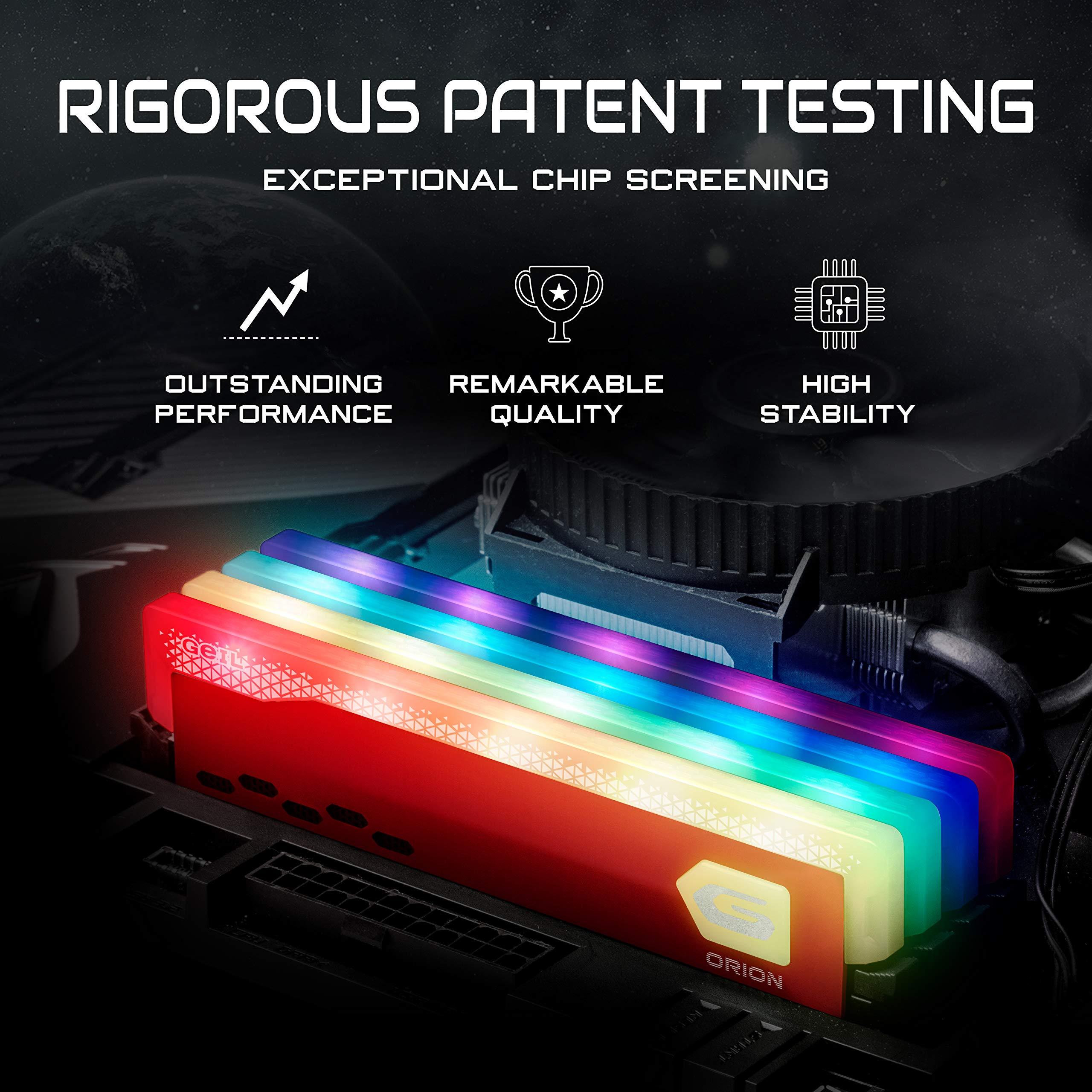 GeIL GeIL Orion RGB DDR4 RAM, 16GB GB (8GBx2) 3600MHz 1.35V XMP2.0, Intel/AMD Compatible, Long DIMM High Speed Desktop Memory, Hardcore Immersive Gaming/Multimedia Content Creation/Quality Live Streaming