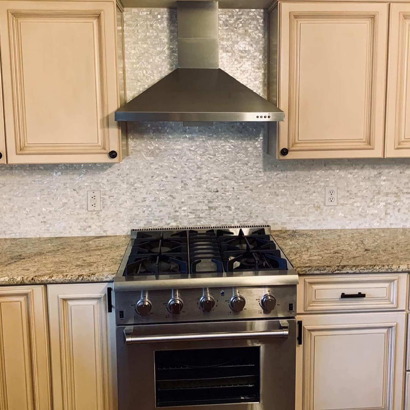 Art3d Art3d Mother of Pearl Shell Mosaic Tile for Kitchen Backsplash/Shower Wall Tile, 12" x 12" Groutless Subway