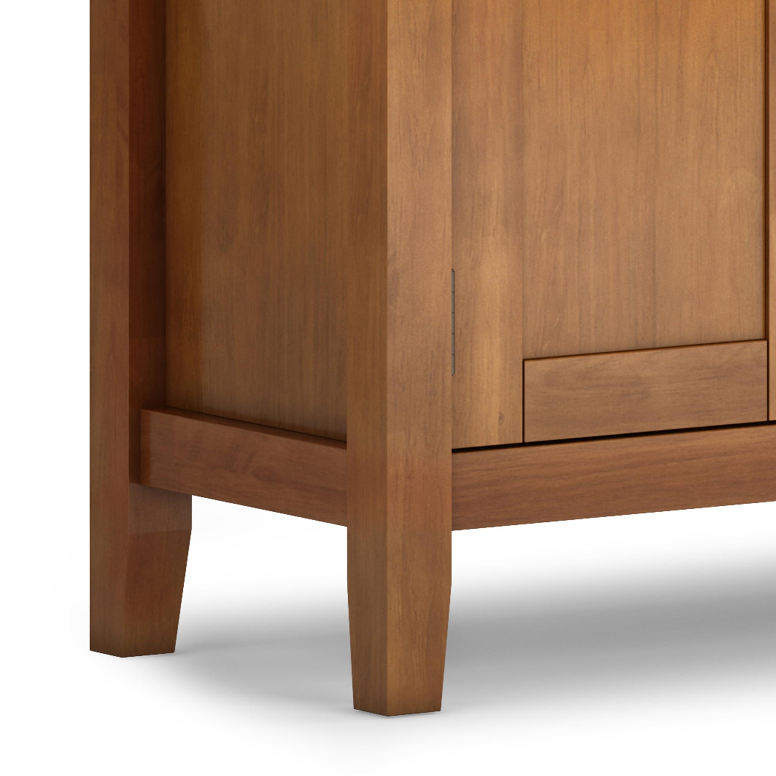 SIMPLIHOME SIMPLIHOME Redmond SOLID WOOD 72 inch Wide Transitional TV Media Stand in Light Golden Brown For TVs up to 80 inches for the Living Room and Entertainment Center