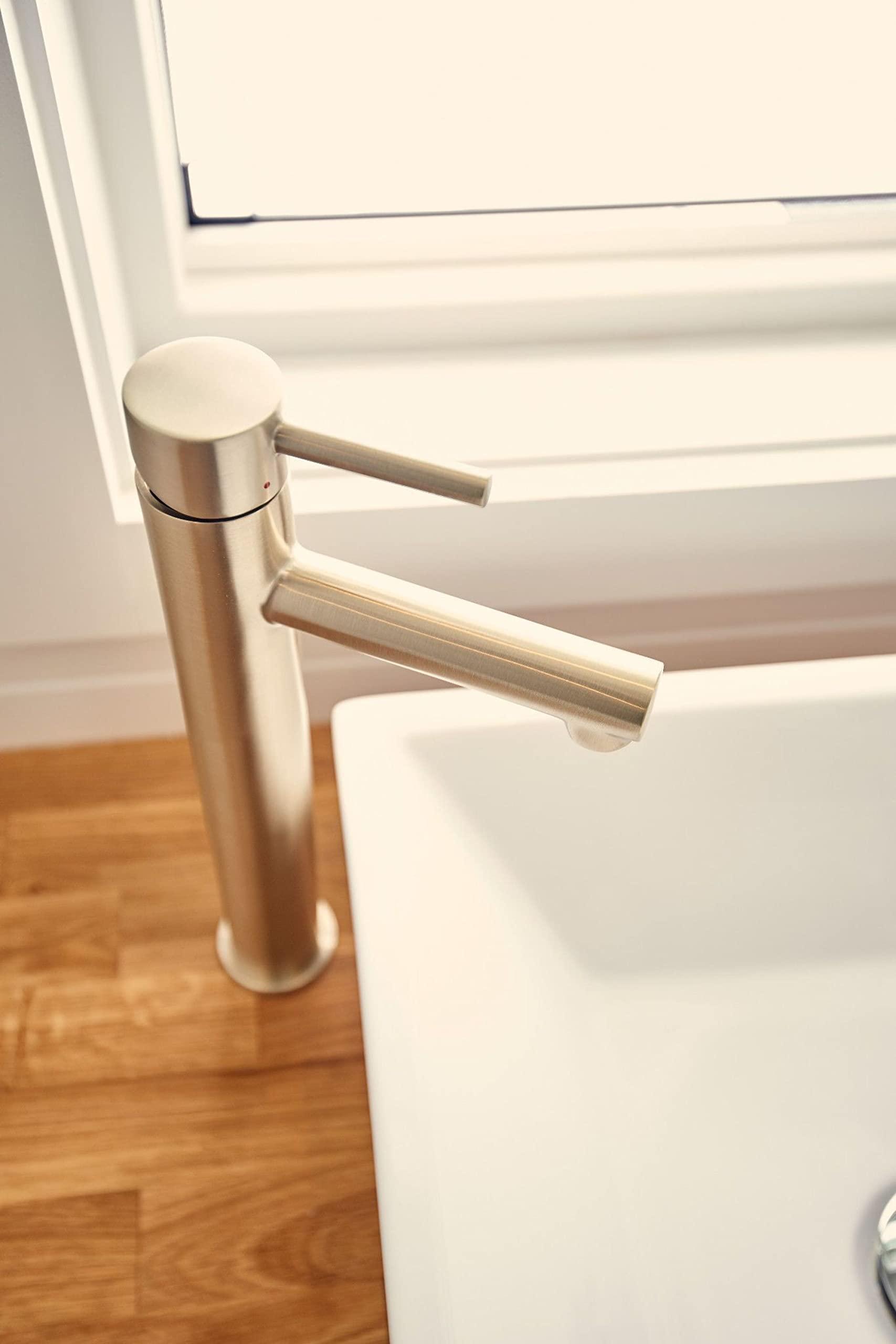 Moen Moen 6192BN Align One-Handle Single Hole Modern Vessel Sink Bathroom Faucet, Brushed Nickel, 0.375