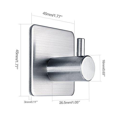Fotosnow Adhesive Hooks Heavy Duty Wall Hooks Waterproof Stainless Steel Hooks for Hanging Coat, Hat,Towel Robe Hook Rack Wall Mount- Bathroom and Bedroom 4-Packs