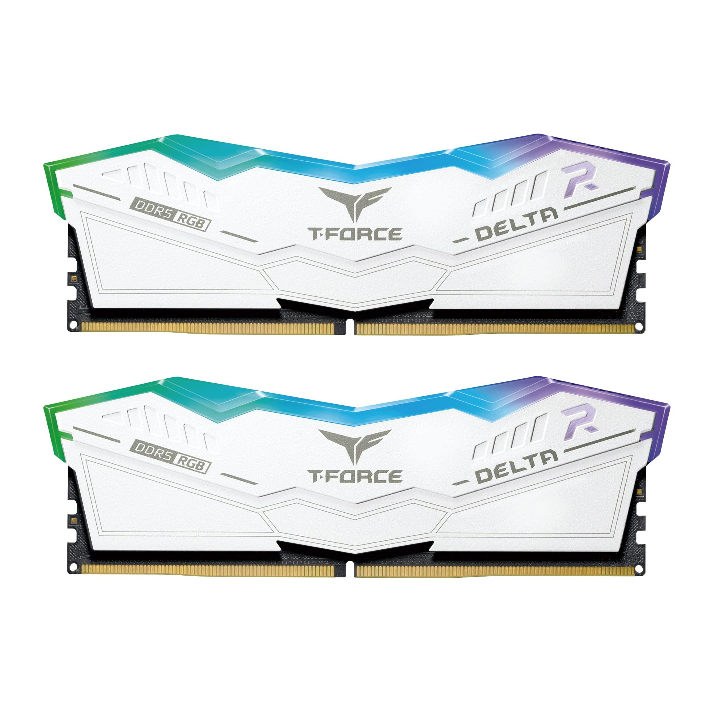 TEAMGROUP TEAMGROUP T-Force Delta RGB DDR5 Ram 32GB (2x16GB) 6800MHz PC5-54400 CL34 Desktop Memory Module Ram For 600 700 Series Chipset XMP 3.0 Ready White - FF4D532G6800HC34BDC01