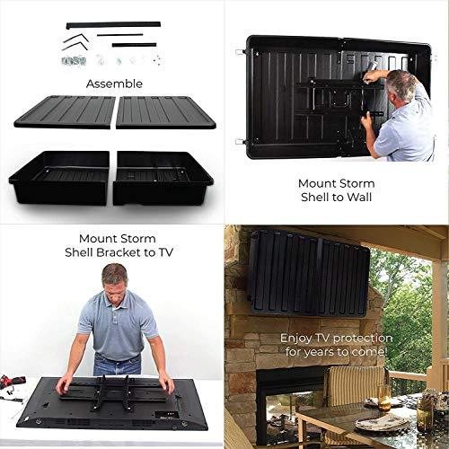 STORM SHELL Outdoor TV Hard Cover Weatherproof Protection for Television - Mounts Right on The Wall - TV Wall Mounting Bracket Included (45-55 inch), Black