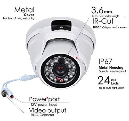 EVERSECU EVERSECU 1pcs 1080P HD Analog Dome Camera + 1pcs 5MP 4CH HD Hybrid DVR