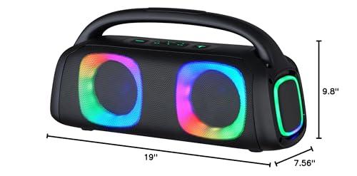 Supersonic IQ Sound IQ-3540BT Portable Bluetooth Speaker with RGB Lights, TWS, Enhanced Stereo Sound, Voice Assistant Control, Hands-Free Mic, RGB Lighting Modes, A2DP Bluetooth, USB/Micro SD/FM Radio Inputs