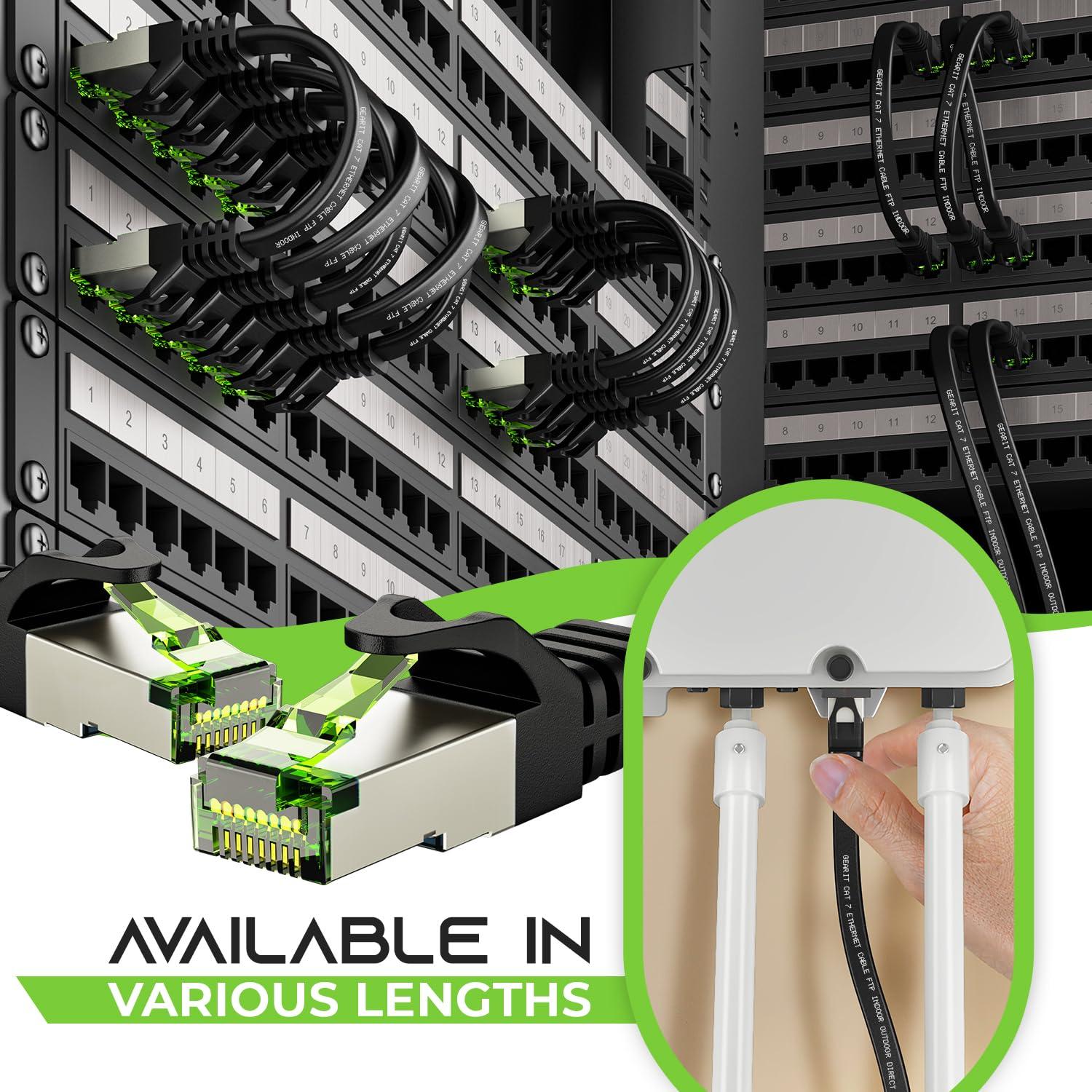 GearIT GearIT Cat 7 Outdoor Flat Ethernet Cable (100ft, Black) Direct Burial Rated LLDPE Jacket - Indoor Cat7 Shielded FTP 600MHz 10Gbps High Speed Gaming Computer Network RJ45 Snagless Patch Cord Internet