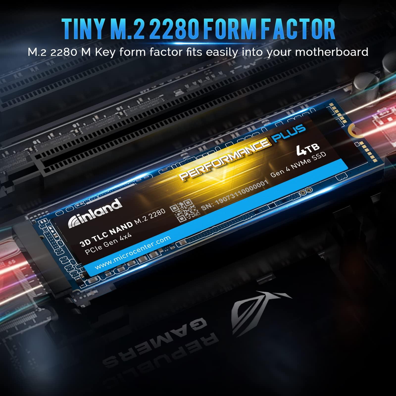 INLAND INLAND 4TB Performance Plus NVMe Internal Gaming SSD Solid State Drive Optimized for PS5 - Gen4 PCIe, M.2 2280, DRAM Cache, 176-Layer TLC 3D NAND Flash, Up to 7200MB/s