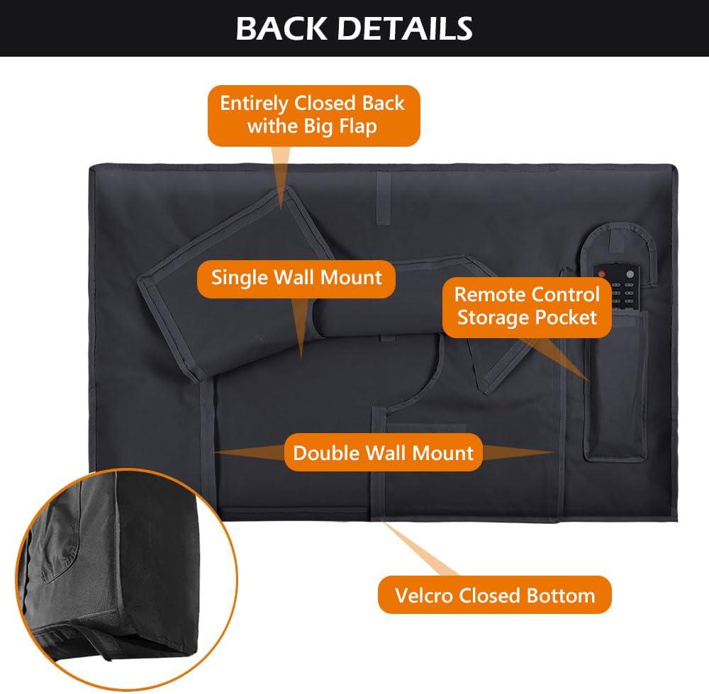 HOMEYA Outdoor TV Cover 55-58 Inch with Clear Scratch Resistant Front Flap + Bottom Cover, HOMEYA 600D Weatherproof & Waterproof TV Screen Protector, Fits Most TV Mounts Stands with Remote Controller Pocket