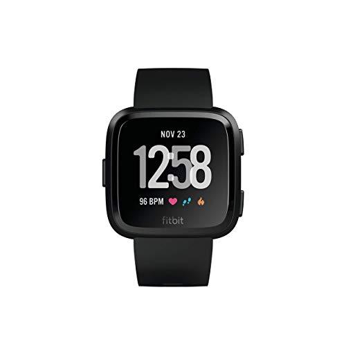 Fitbit Fitbit Versa Smart Watch, Multisport Tracker, Black/Black Aluminium, One Size (S & L Bands Included) (Renewed)