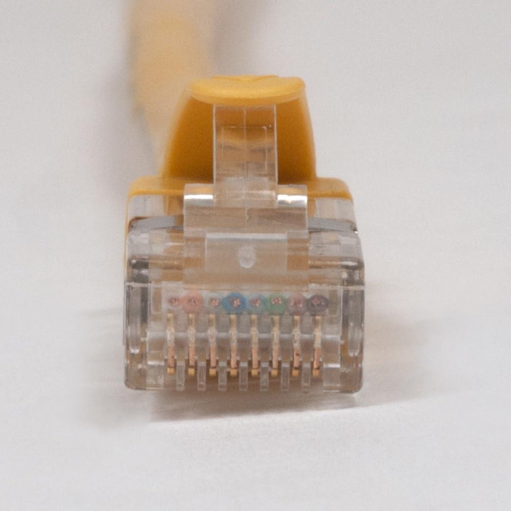 ICC ICC CAT6A U/FTP UL Listed RJ45 Ethernet Patch Cord, Stranded, 500 MHz, Pure Bare Copper Wire, 26 AWG, LAN Network Patch Cable, Slimline Strain Relief, Yellow, 5 FT