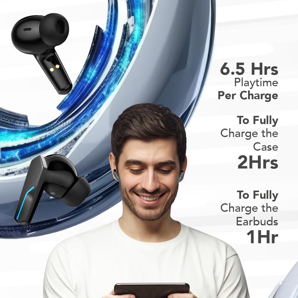 MyJoy MyJoy Cool Wireless Earbuds, Wireless Gaming Earbuds, Bluetooth Gaming, Noise Cancelling Ear Buds, Noise Cancelling Earphones for Gamers, Black