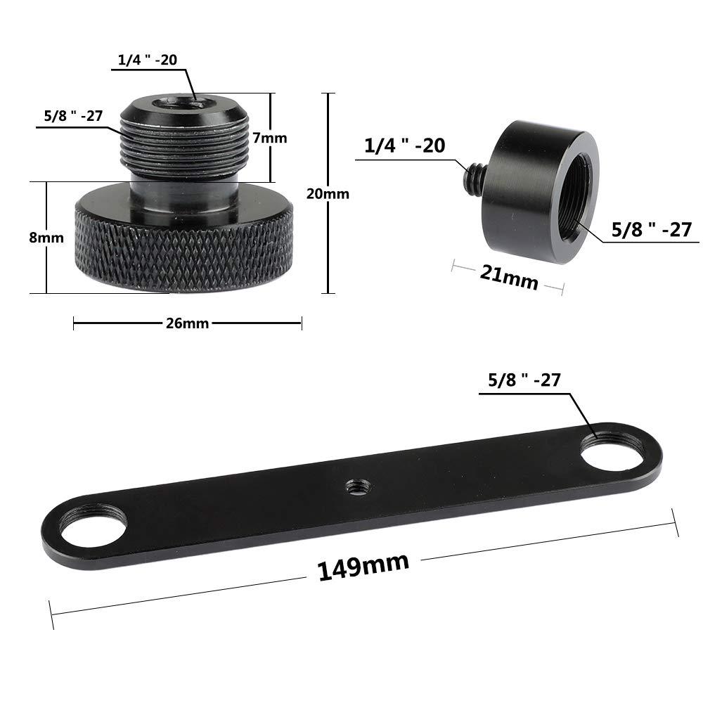 CAMVATE CAMVATE 5/8'' Male to 1/4'' Female Microphone Screw + Double Microphone Mounts Bracket + 5/8"-27 Male Screw
