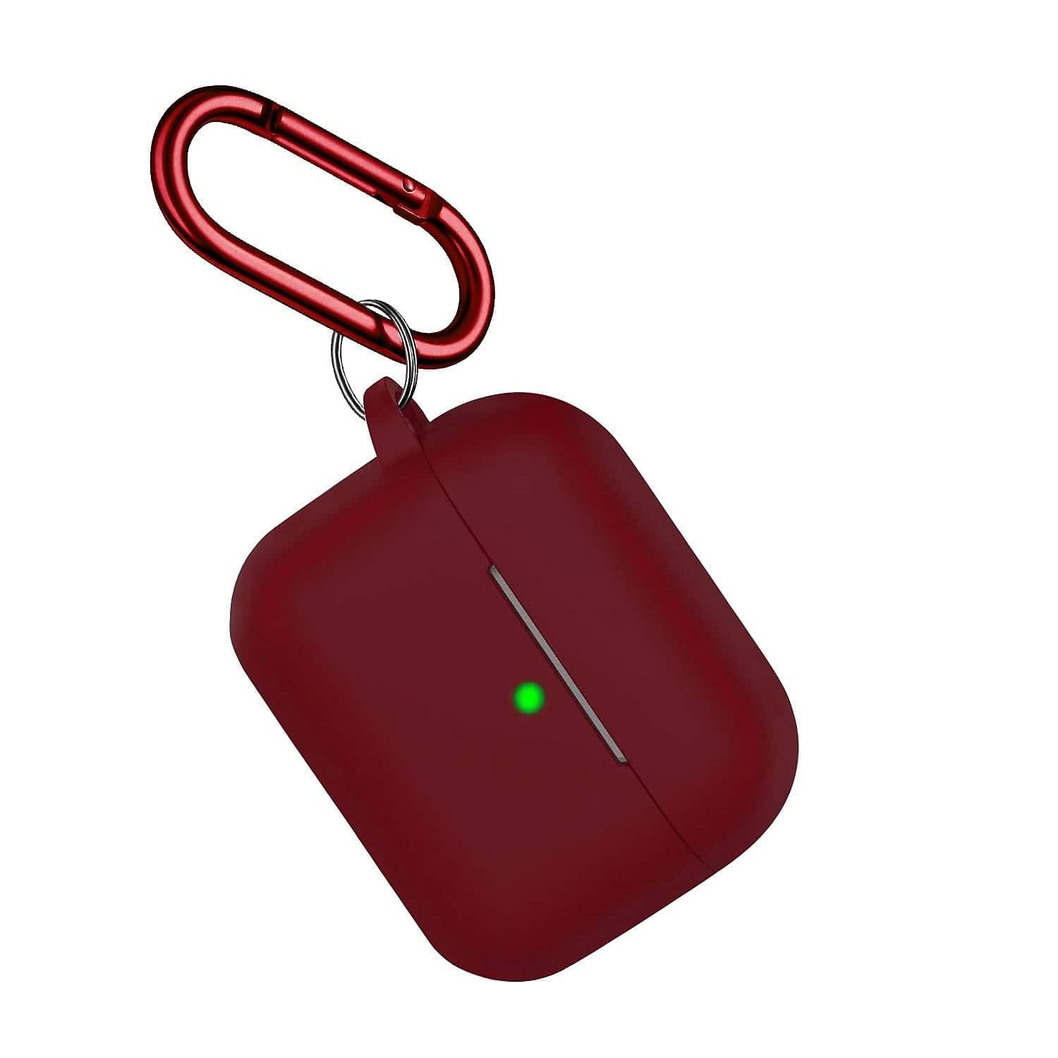 ZERODAMAGE SAHARA CASE SaharaCase Silicone Case for Apple AirPods 3 (2021 3rd Generation) [Rugged] Full Body Protection Antislip Grip Slim with Keychain (Burgundy)