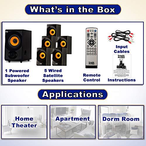 Acoustic Audio by Goldwood Acoustic Audio AA5170 Home Theater 5.1 Bluetooth Speaker System 700W with Powered Sub