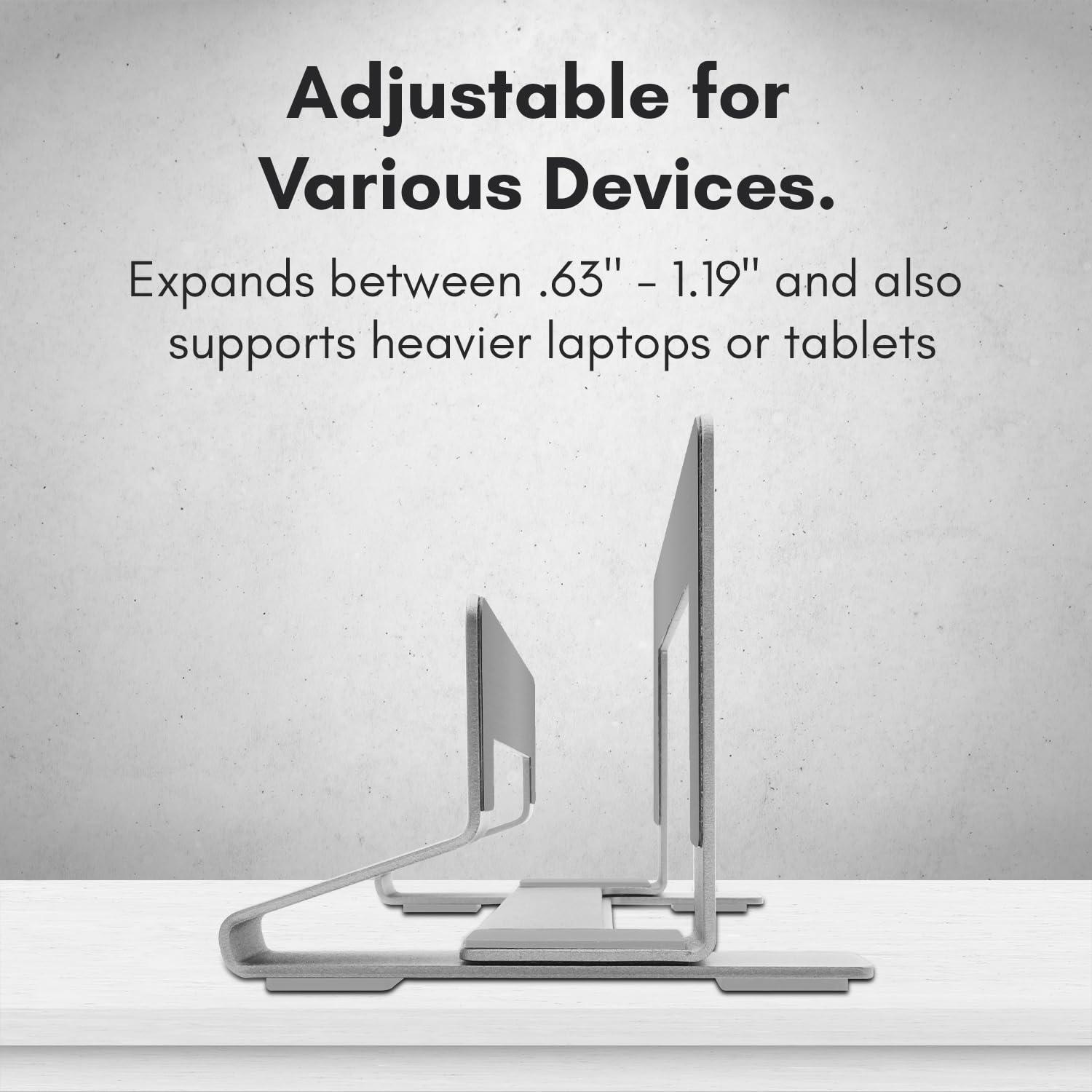 Macally Macally Vertical Laptop Stand for Desk | Laptop Holder Vertical | MacBook Stand (Pro/Air) Save Space and Improve Airflow with Closed Adjustable Laptop Dock Stand