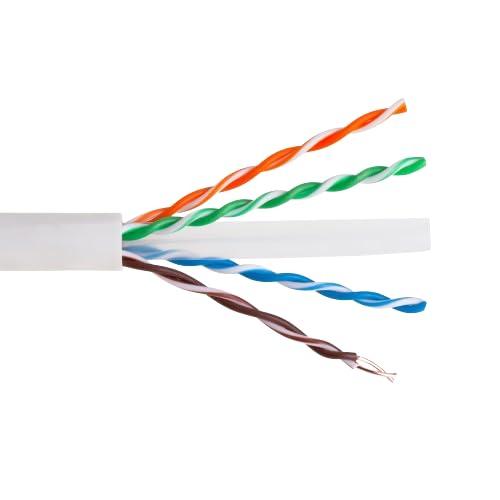 SATMAXIMUM SATMAXIMUM CAT6 Cable 1000ft Pull Box Solid Ethernet LAN UTP Cable 23AWG 550Mhz RJ45 Network CCA Copper Clad Aluminum Wire Bulk (White, 1000FT)