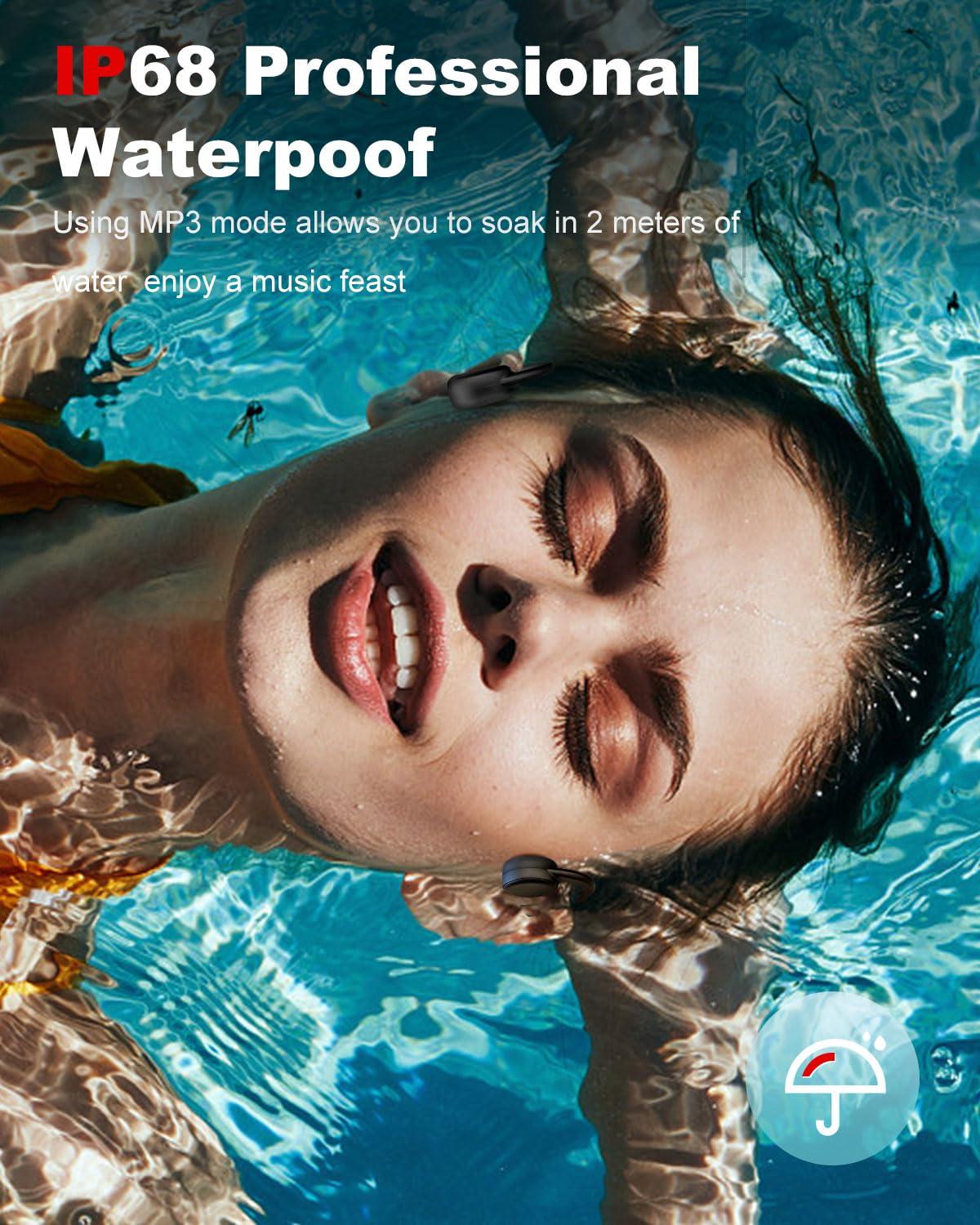 FEICO FEICO Bone Conduction Headphones with Built-in MP3 Player - 32GB Memory, Sport Headphone, IP68 Waterproof, Bluetooth 5.3 with Mic, Open Ear Wireless Headphones for Swimming, Cycling, Driving, Running