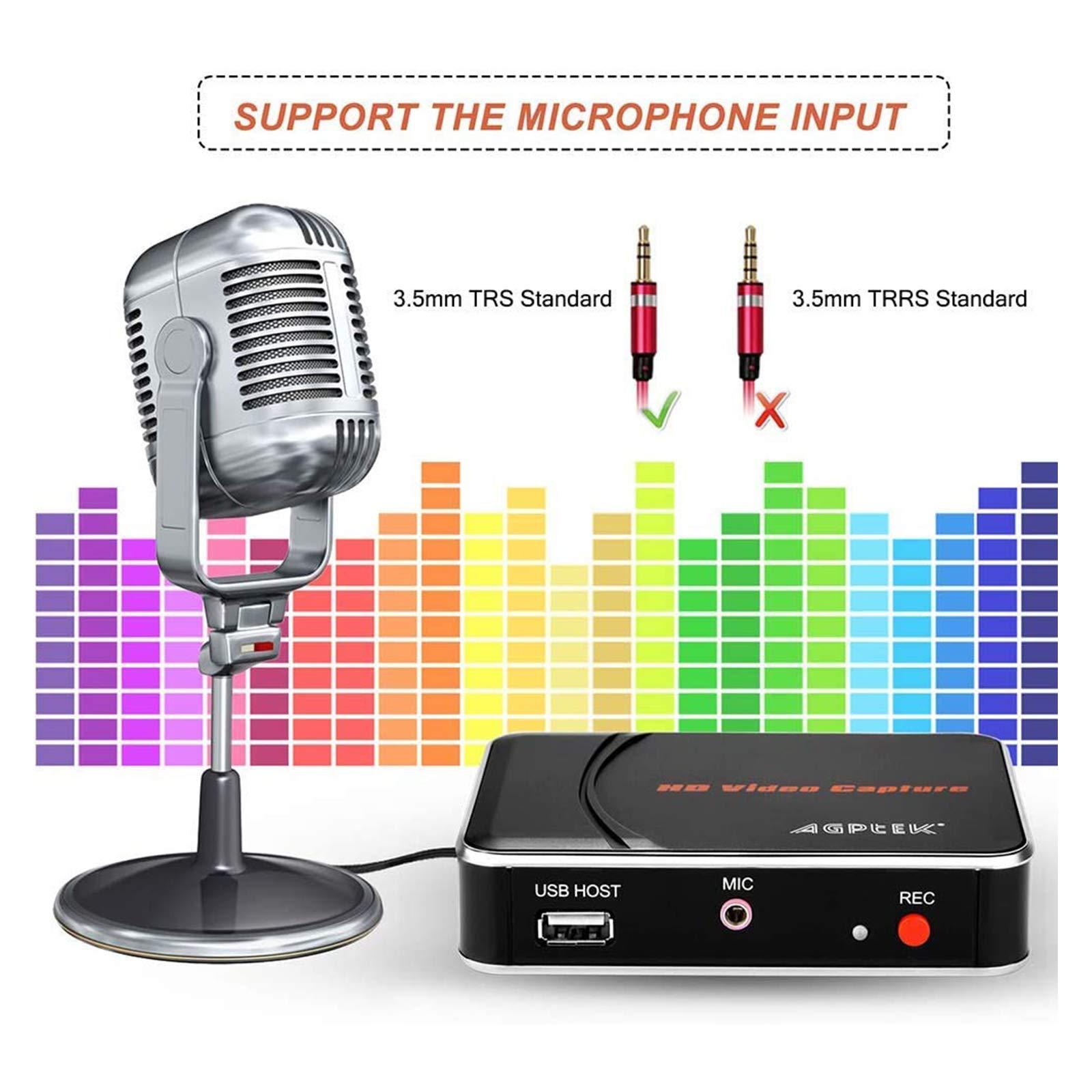 MYPIN 1080P HDMI Video Capture Card HD Game Recorder Compatible with Xbox One/360/ PS4/ Wii U/Nintendo Switch and Support Mic in for Commentary - No PC Required