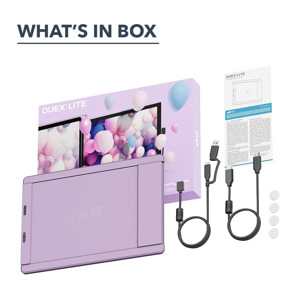 Duex New Mobile Pixels Duex Lite Portable Monitor for Laptops(2025 Upgraded), 12.5" Full HD IPS Laptop Screen Extender, USB C/HDMI Powered Plug and Play, Windows/Mac/Android/Switch Compatible (Misty Lilac)