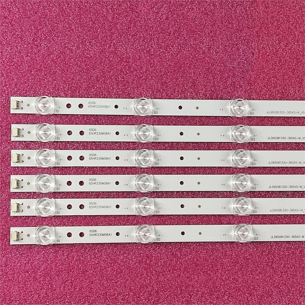 Stripledspareparts Replacement Part for TV LED Backlight Strip 65HR330M08A1 4C-LB6508-HR01J 8 Lamp 615mm for TCL L65P65US D65A620U/65V2/65L2/65D6 - (Type: 12 Pieces)