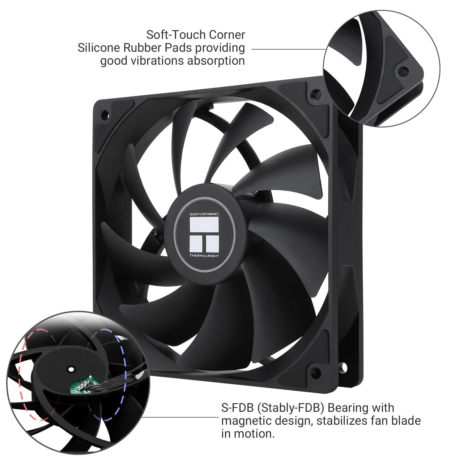 Thermalright Thermalright TL-C12C X5 CPU Fan,Black Cooling, Fan in The unlit VersionEstablish Ties or Contact PC Fan with 1550RPM Speed, 120mm Computer Case Cooler,PWM Control for Case and Liquid Cooler